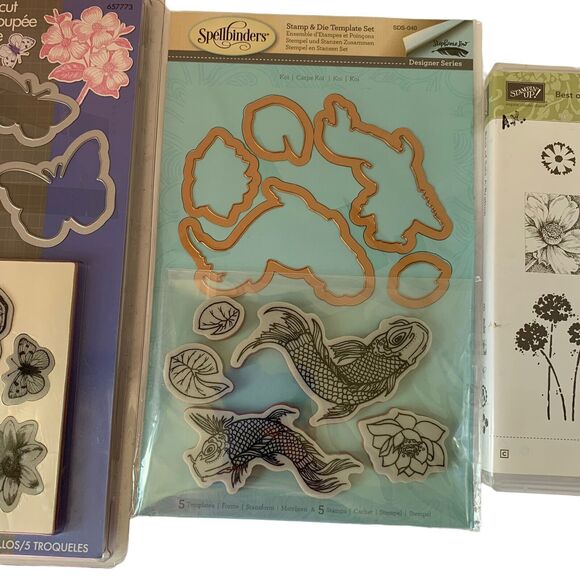 Sizzix Spellbinders Framelits Dies Stamps Butterflies Flowers Koi Fish Floral - Picture 3 of 6